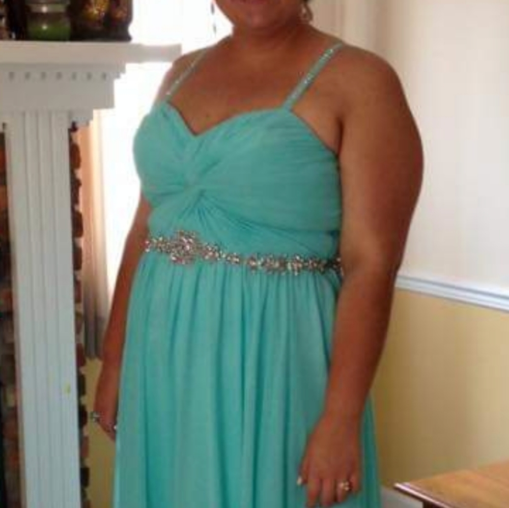 Blue chiffon prom dress